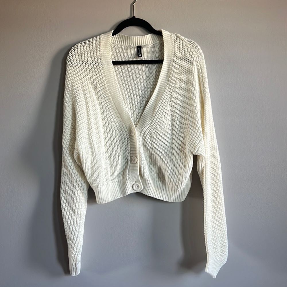 White button up sweater!